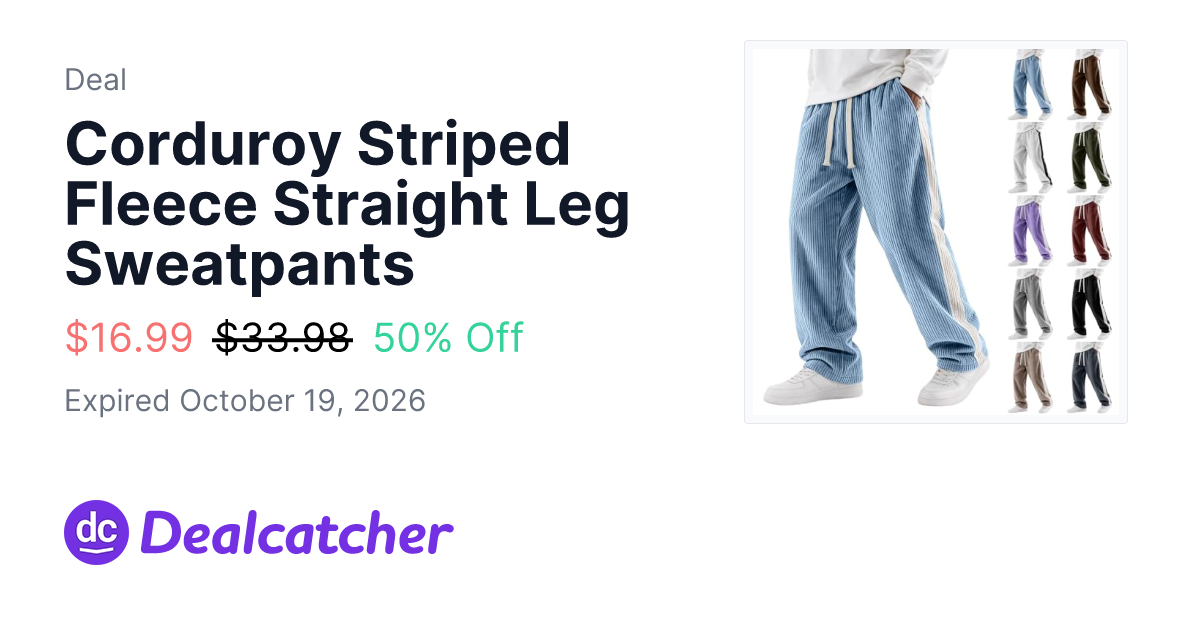 Amazon - Corduroy Striped Fleece Straight Leg Sweatpants $16.99