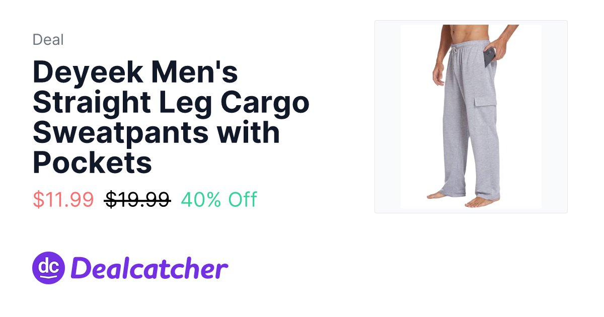 Amazon - Deyeek Men's Straight Leg Cargo Sweatpants with Pockets $11.99