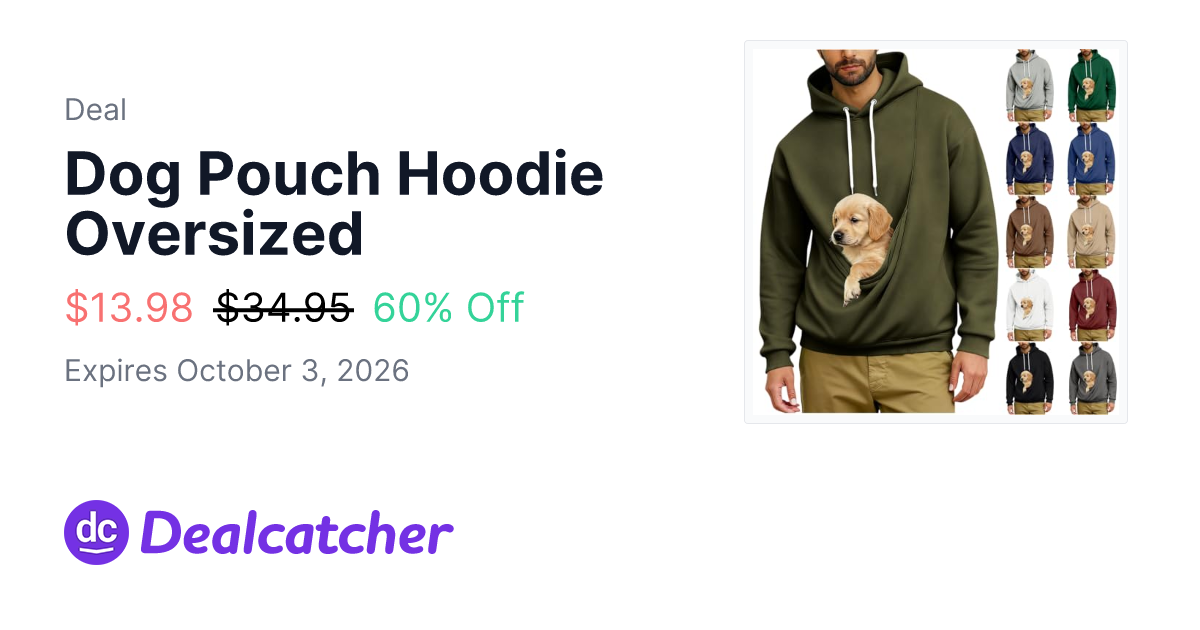 Amazon - Dog Pouch Hoodie Oversized $13.98