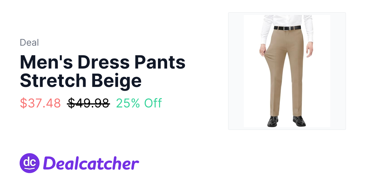 Amazon - Men's Dress Pants Stretch Beige $37.48