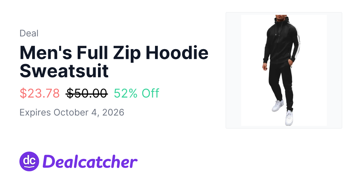 Amazon - Men's Full Zip Hoodie Sweatsuit $23.78