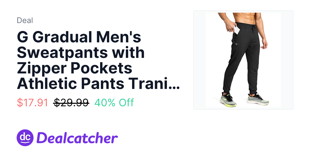 Amazon - G Gradual Men's Sweatpants with Zipper Pockets Athletic Pants Traning Track Pants Joggers for Men Soccer, Running, Workout (Black, XS) $17.91