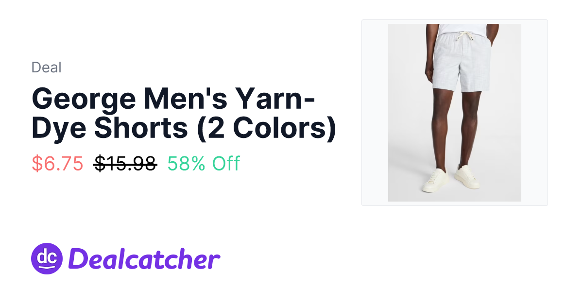 Walmart - George Men's Yarn-Dye Shorts (2 Colors) $6.75