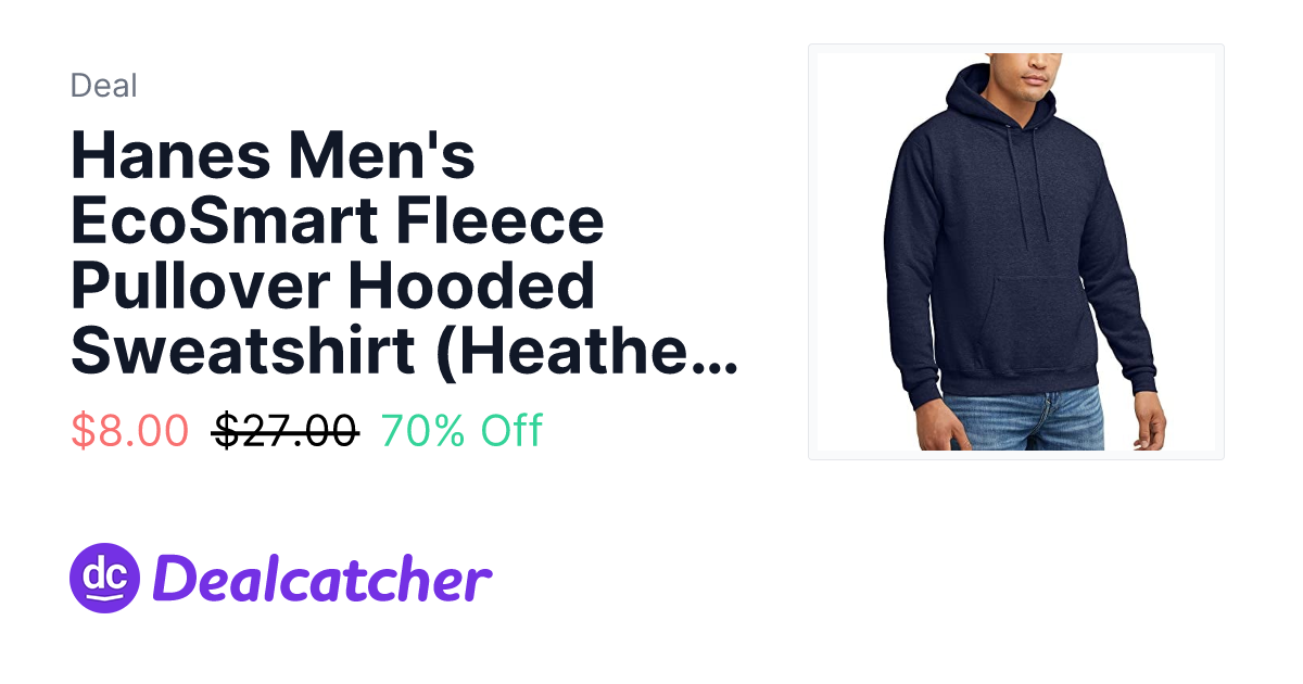 Amazon - Hanes Men's EcoSmart Fleece Pullover Hooded Sweatshirt (Heather Navy) $8.00