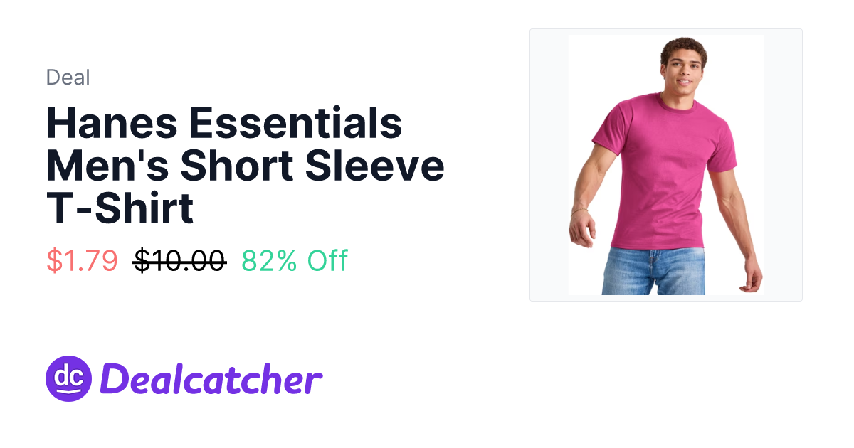 Walmart - Hanes Essentials Men's Short Sleeve T-Shirt $1.79
