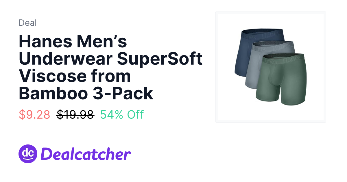 Amazon - Hanes Men’s Underwear SuperSoft Viscose from Bamboo 3-Pack $9.28
