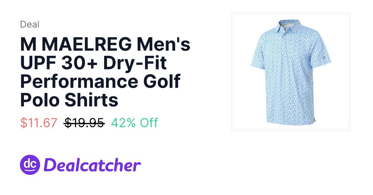 Amazon - M MAELREG Men's UPF 30+ Dry-Fit Performance Golf Polo Shirts $11.67