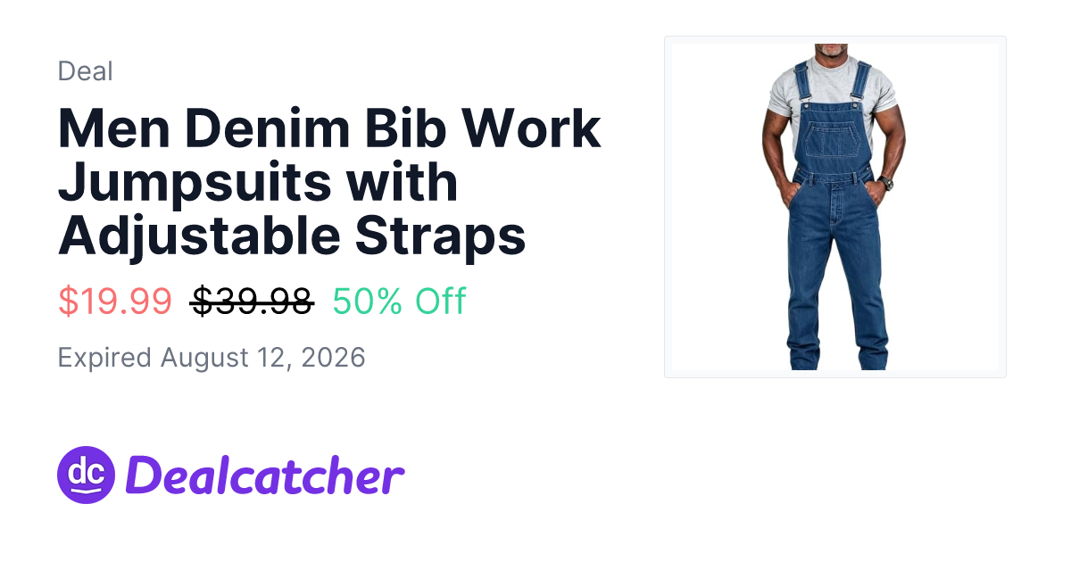 Amazon - Men Denim Bib Work Jumpsuits with Adjustable Straps $19.99