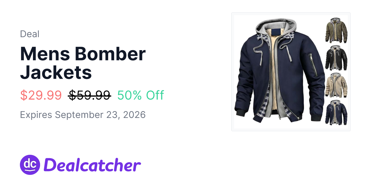 Amazon - Mens Bomber Jackets $29.99