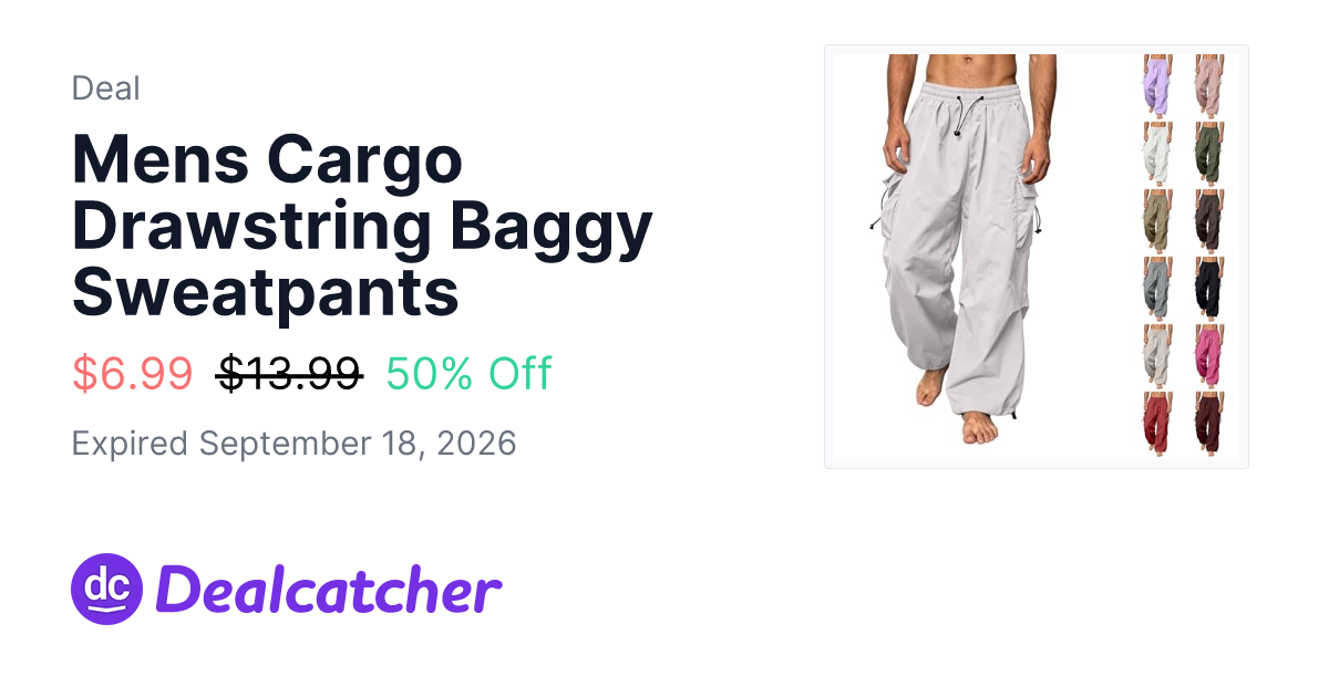 Amazon - Mens Cargo Drawstring Baggy Sweatpants $6.99