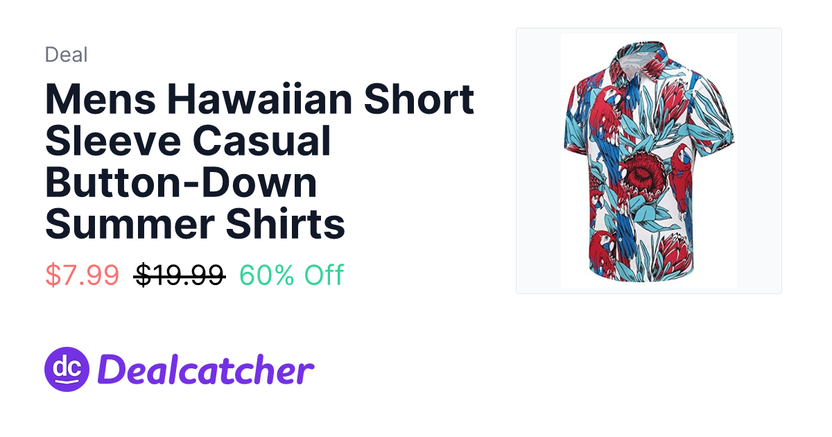 Amazon - Mens Hawaiian Short Sleeve Casual Button-Down Summer Shirts $7.99