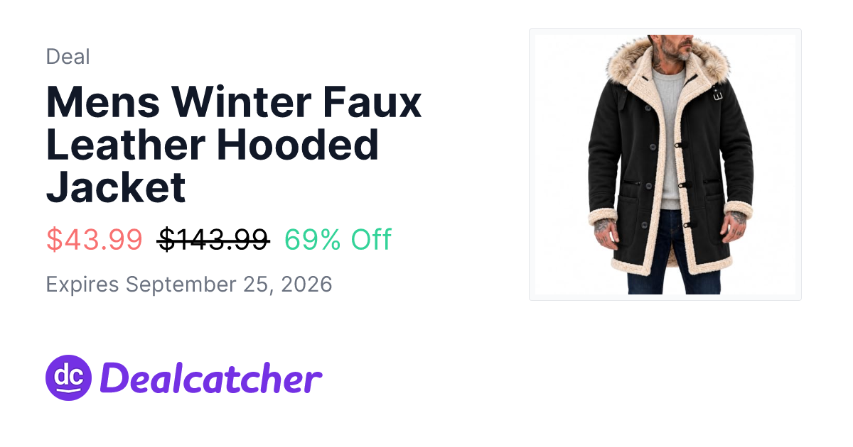 Amazon - Mens Winter Faux Leather Hooded Jacket $43.99