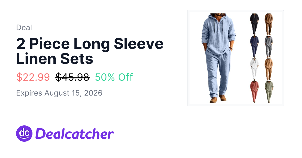 Amazon - 2 Piece Long Sleeve Linen Sets $22.99