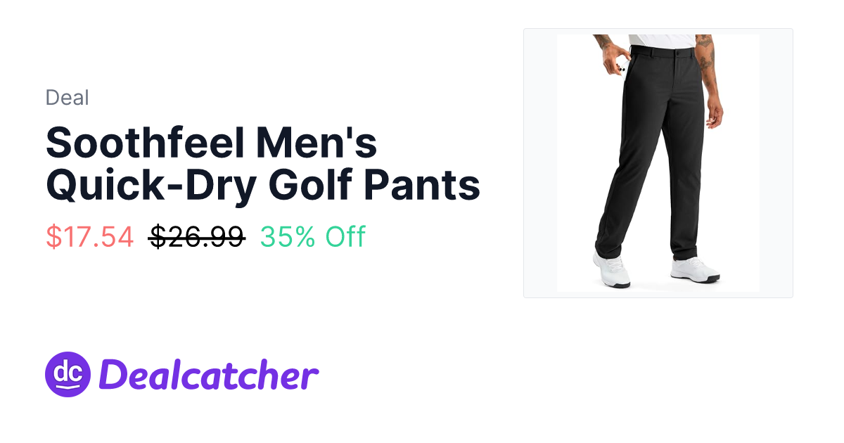 Amazon - Soothfeel Men's Quick-Dry Golf Pants $17.54