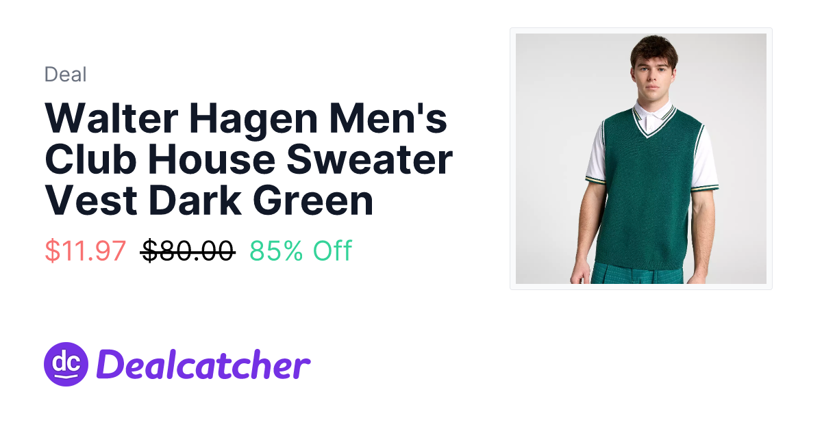 Dicks Sporting Goods - Walter Hagen Men's Club House Sweater Vest Dark Green $11.97