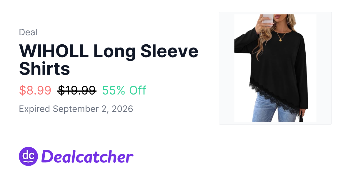 Amazon - WIHOLL Long Sleeve Shirts $8.99