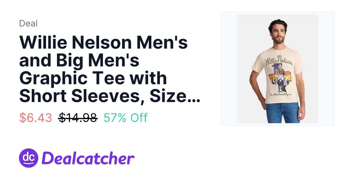 Walmart - Willie Nelson Men's and Big Men's Graphic Tee with Short Sleeves, Sizes S-3XL $6.43