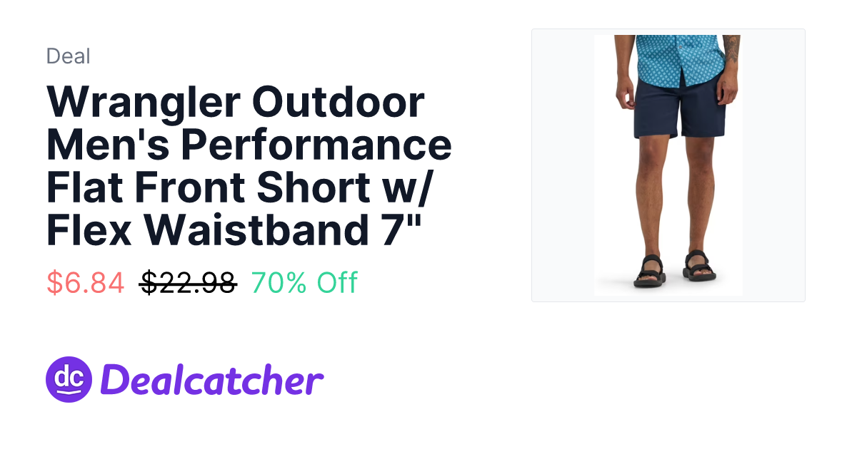 Walmart - Wrangler Outdoor Men's Performance Flat Front Short w/ Flex Waistband 7" $6.84