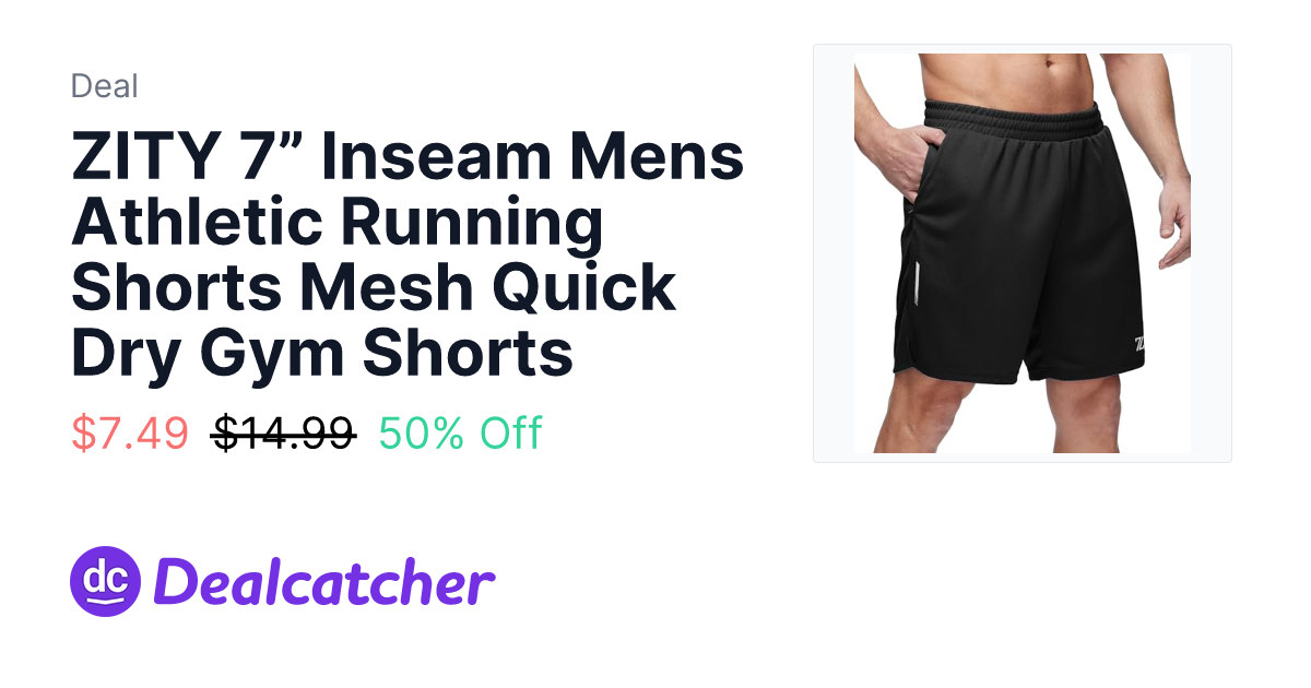 Amazon - ZITY 7” Inseam Mens Athletic Running Shorts Mesh Quick Dry Gym Shorts $7.49