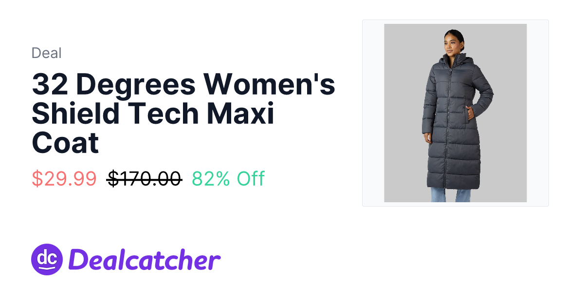 32 Degrees - 32 Degrees Women's Shield Tech Maxi Coat $29.99
