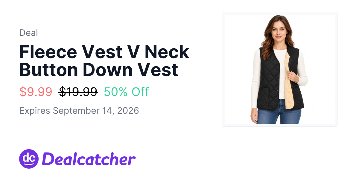 Amazon - Fleece Vest V Neck Button Down Vest $9.99