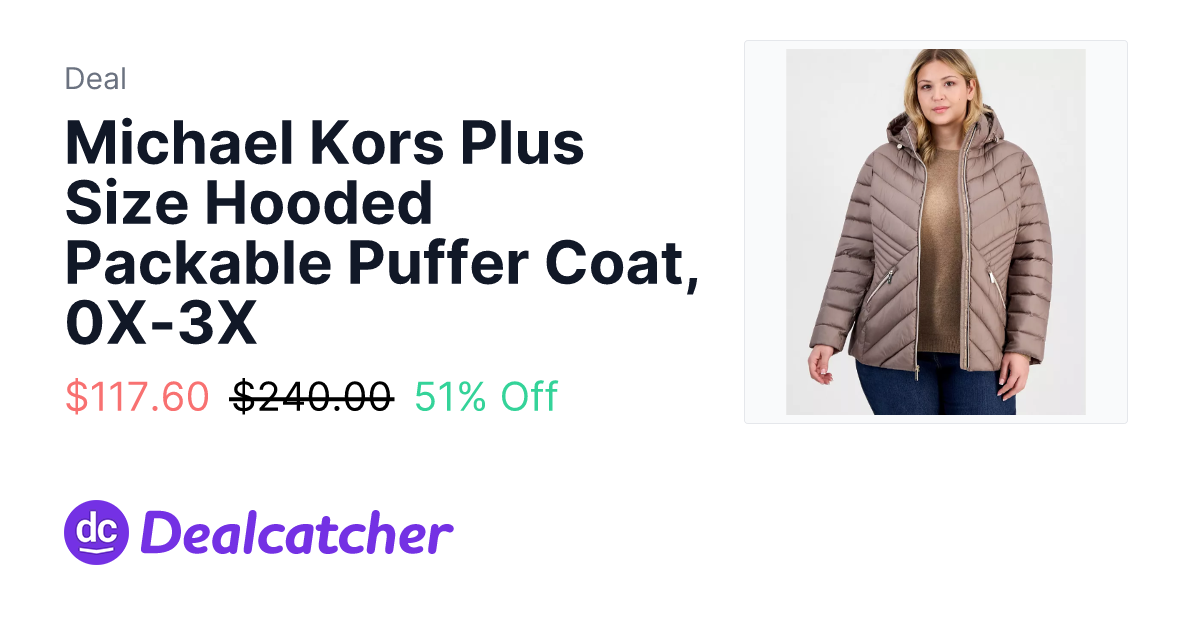 Macy's - Michael Kors Plus Size Hooded Packable Puffer Coat, 0X-3X $117.60