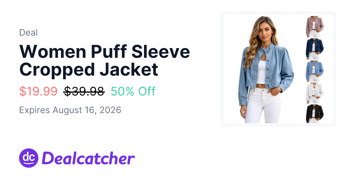 Amazon - Women Puff Sleeve Cropped Jacket $19.99