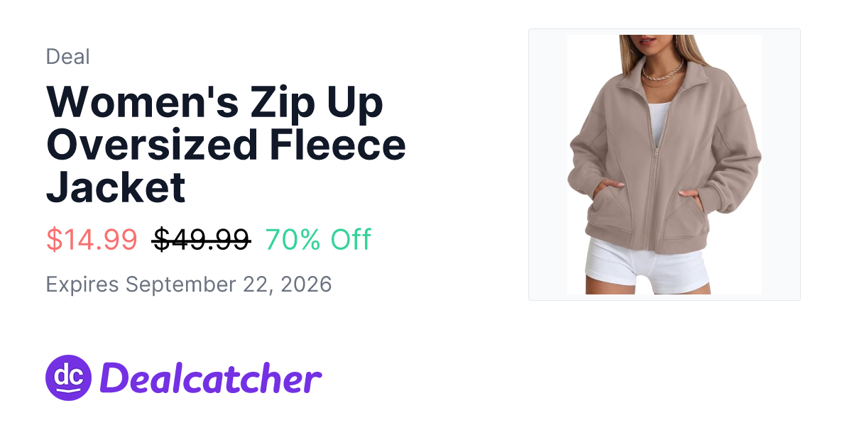 Amazon - Women's Zip Up Oversized Fleece Jacket $14.99