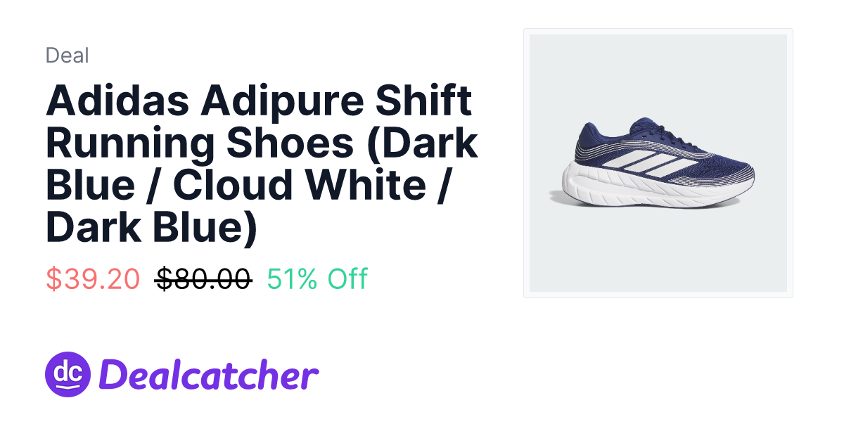 Adidas - Adidas Adipure Shift Running Shoes (Dark Blue / Cloud White / Dark Blue) $39.20