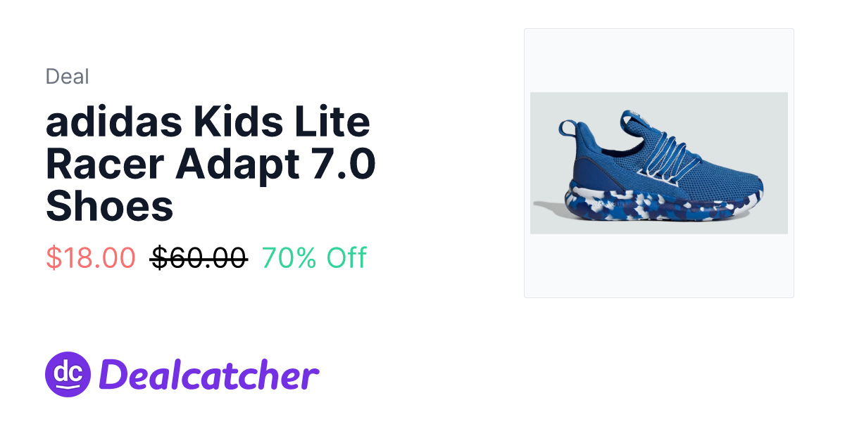 eBay - adidas Kids Lite Racer Adapt 7.0 Shoes $18.00