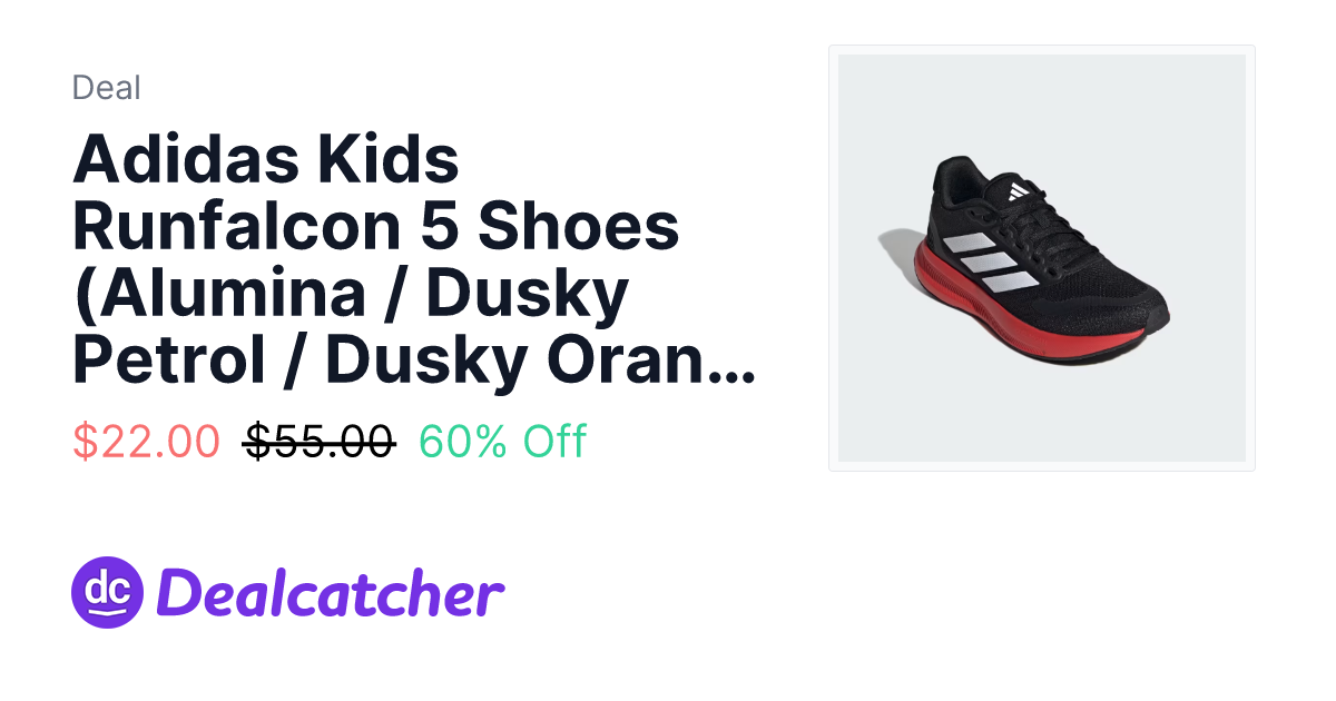 eBay - Adidas Kids Runfalcon 5 Shoes (Alumina / Dusky Petrol / Dusky Orange) $22.00