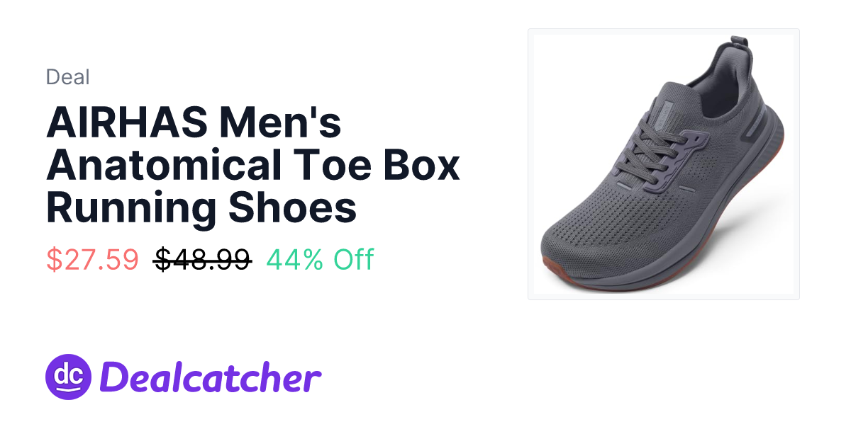 Amazon - AIRHAS Men's Anatomical Toe Box Running Shoes $27.59