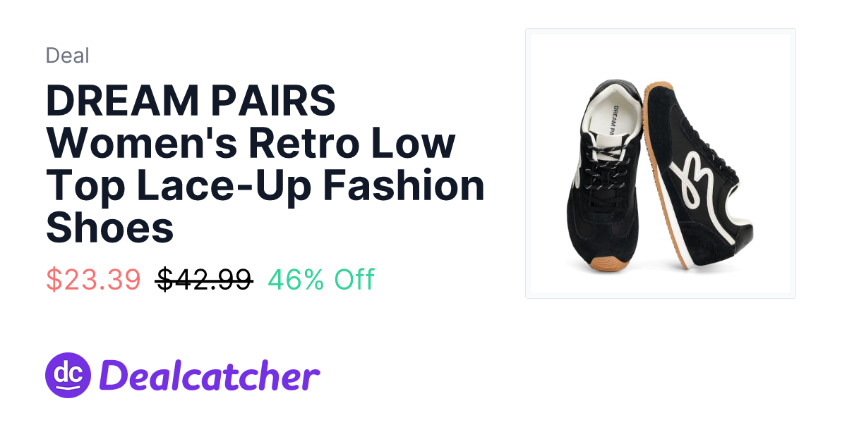 Amazon - DREAM PAIRS Women's Retro Low Top Lace-Up Fashion Shoes $23.39
