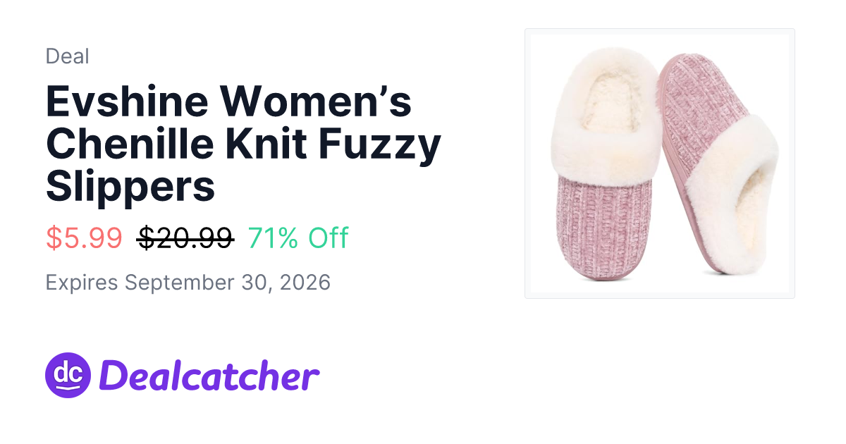 Amazon - Evshine Women’s Chenille Knit Fuzzy Slippers $5.99