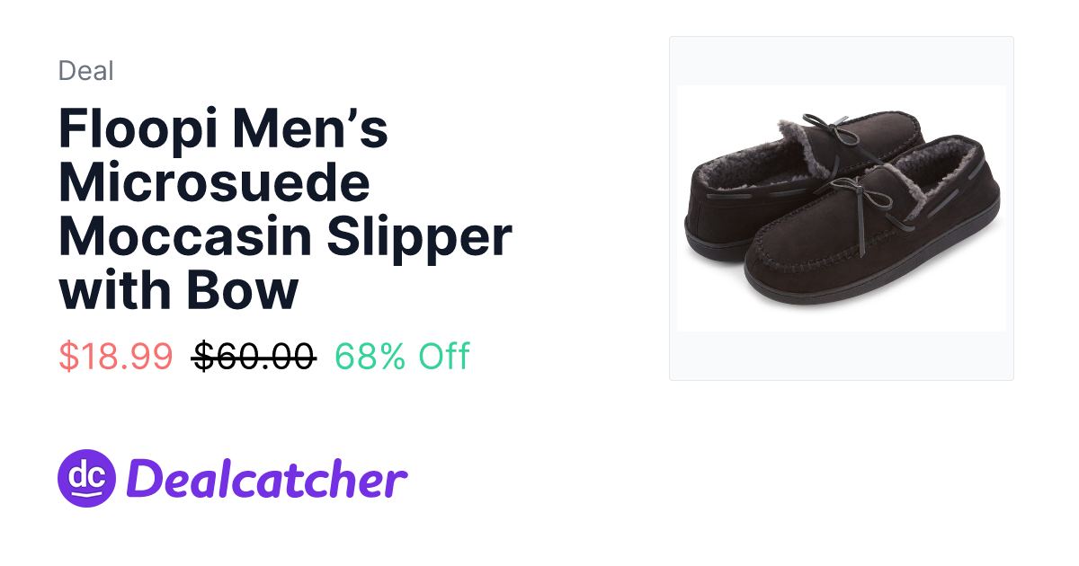 Woot - Floopi Men’s Microsuede Moccasin Slipper with Bow $18.99