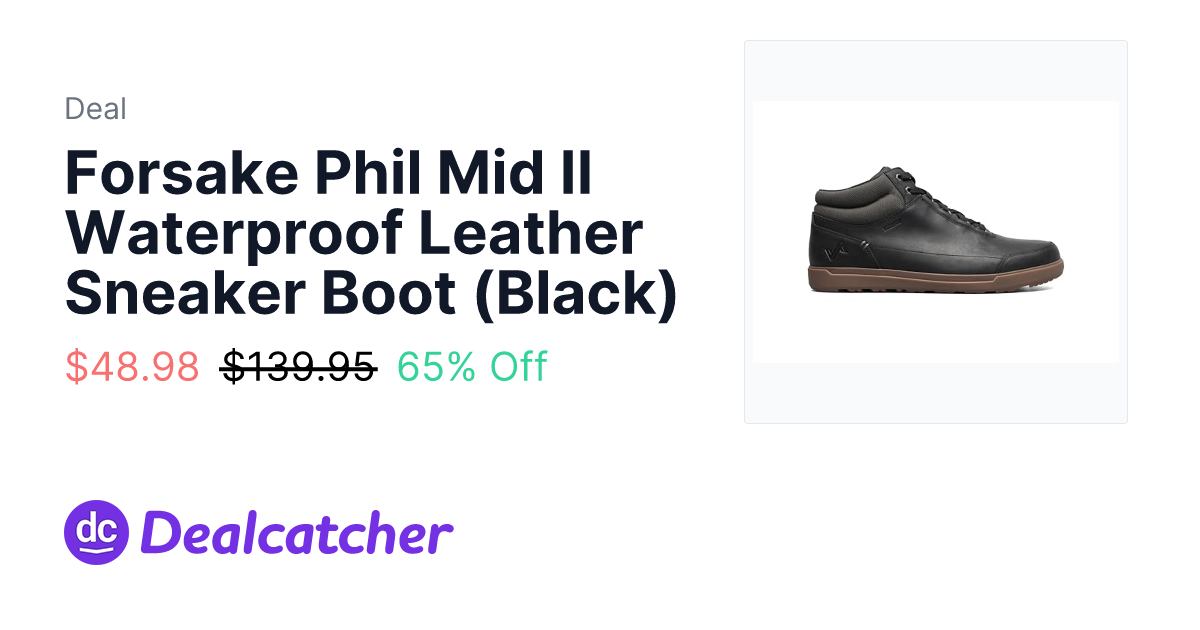 Amazon - Forsake Phil Mid II Waterproof Leather Sneaker Boot (Black) $48.98