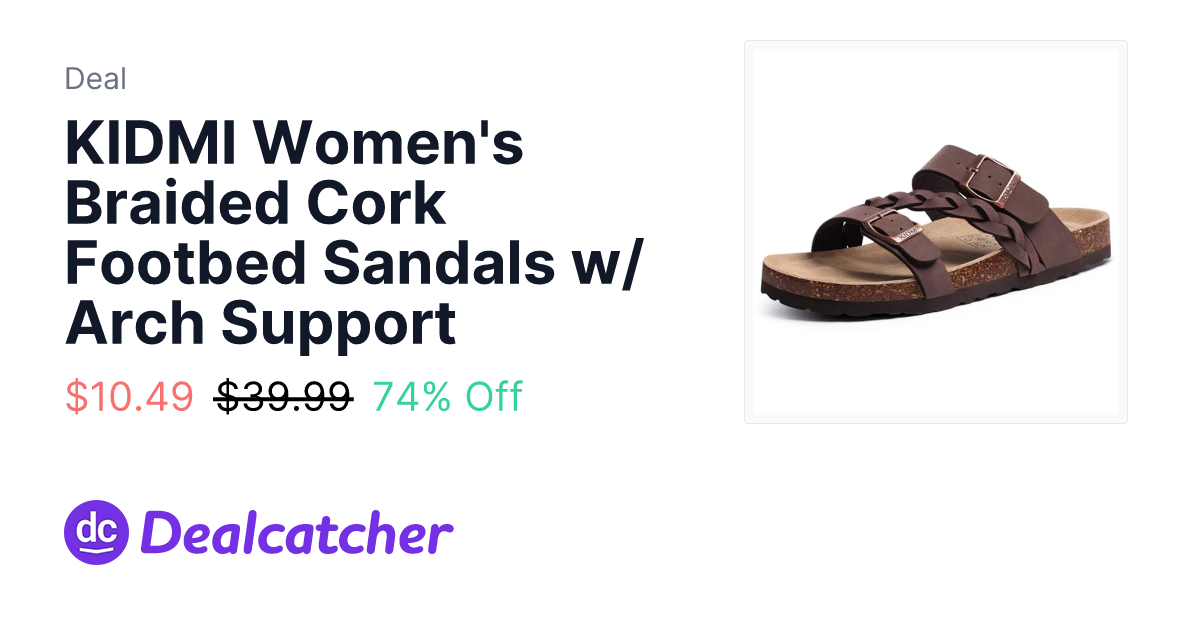 Amazon - KIDMI Women's Braided Cork Footbed Sandals w/ Arch Support $10.49