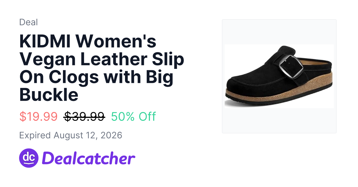 Amazon - KIDMI Women's Vegan Leather Slip On Clogs with Big Buckle $19.99