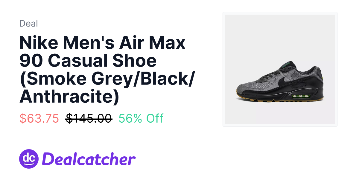 Finish Line - Nike Men's Air Max 90 Casual Shoe (Smoke Grey/Black/Anthracite) $63.75
