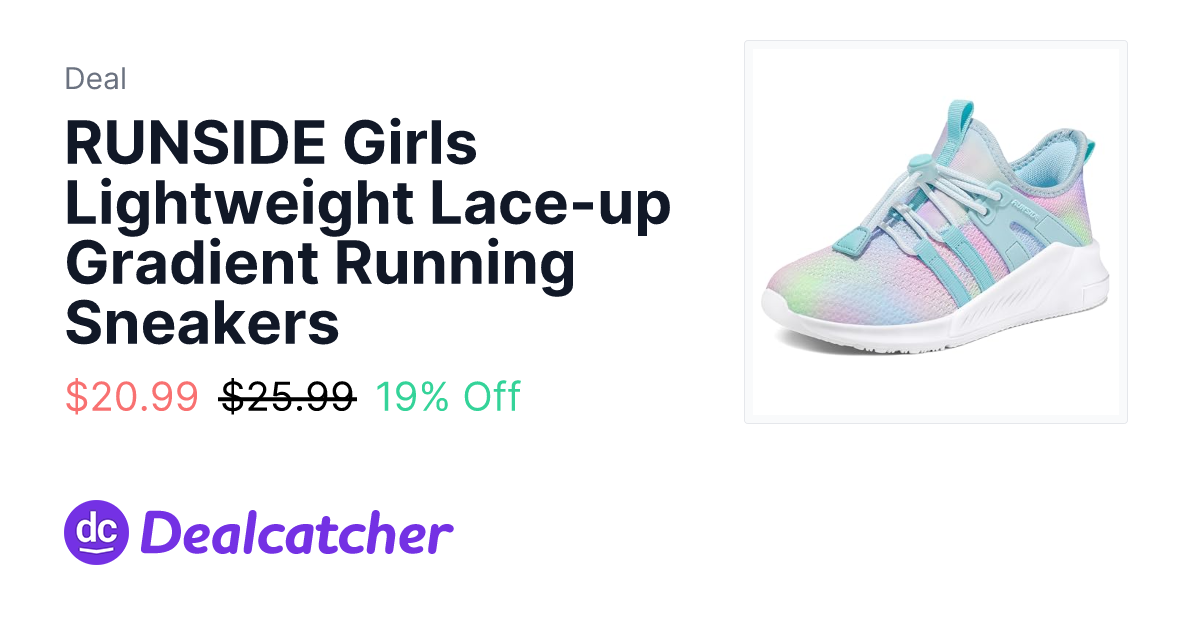 Amazon - RUNSIDE Girls Lightweight Lace-up Gradient Running Sneakers $20.99