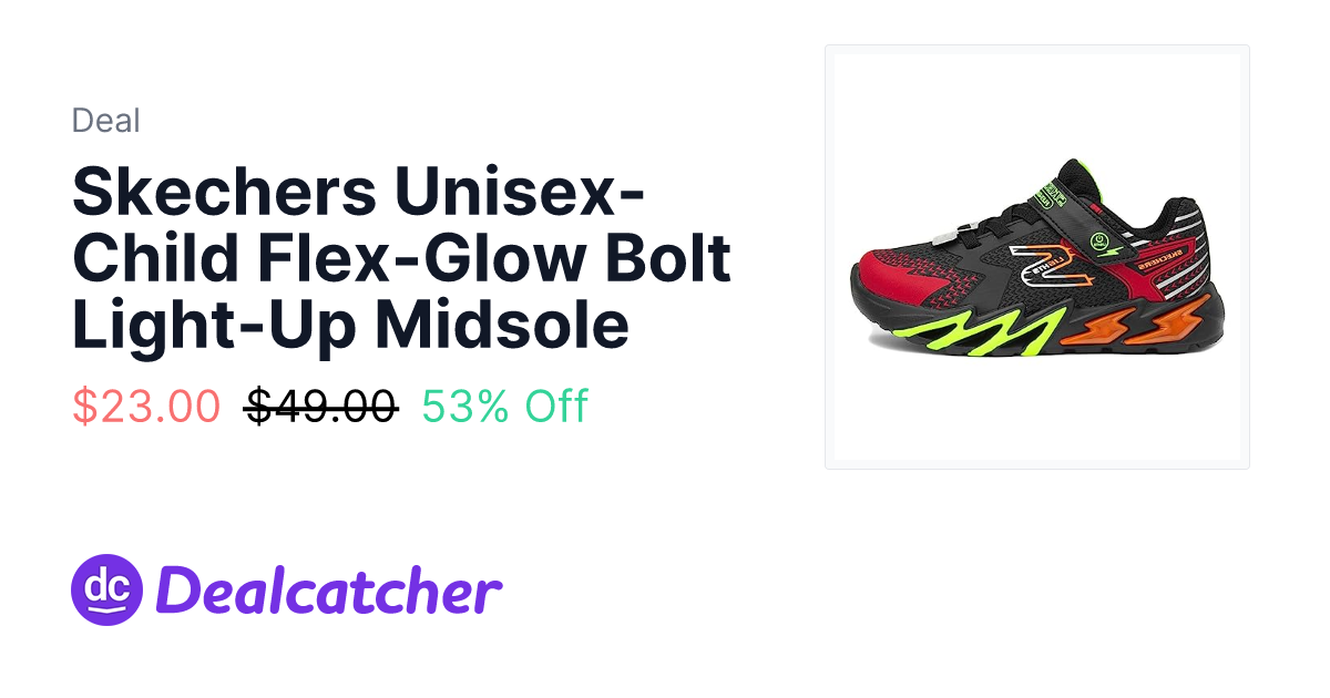 Amazon - Skechers Unisex-Child Flex-Glow Bolt Light-Up Midsole $23.00