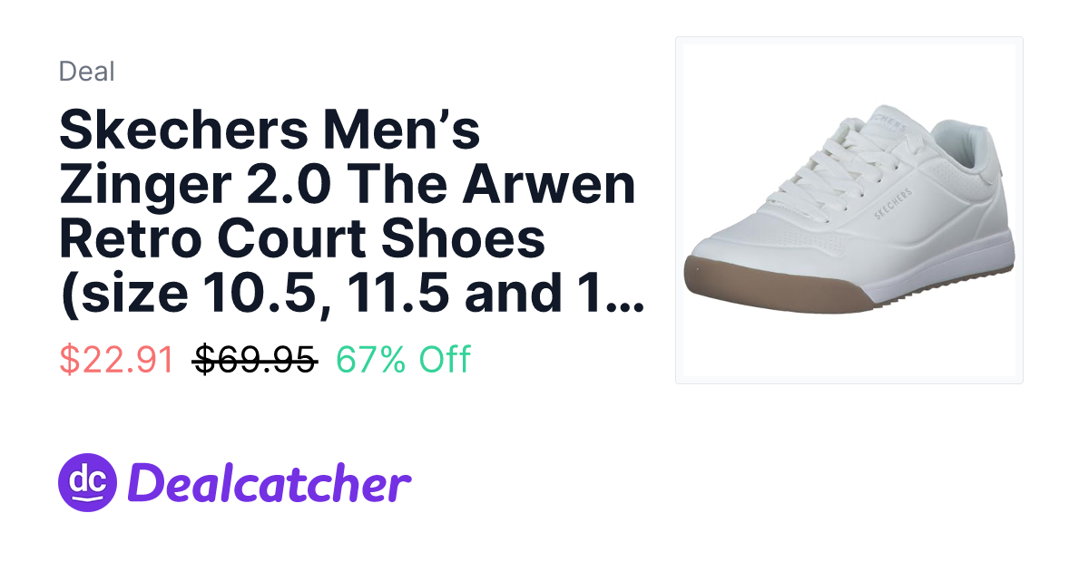 Amazon - Skechers Men’s Zinger 2.0 The Arwen Retro Court Shoes (size 10.5, 11.5 and 13) $22.91