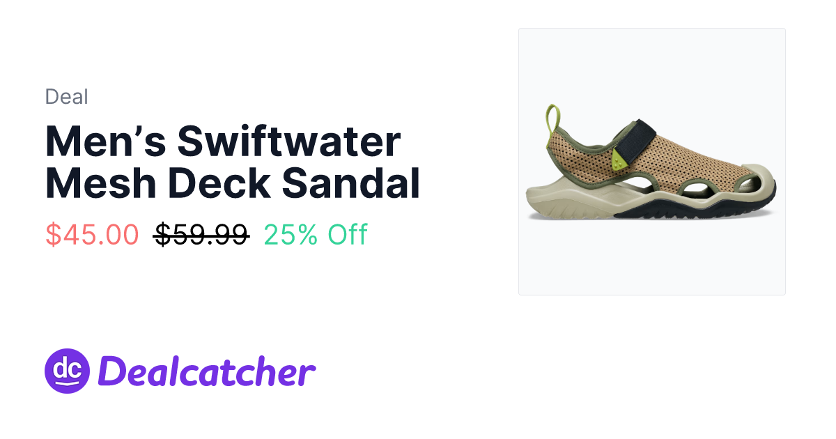 Crocs - Men’s Swiftwater Mesh Deck Sandal $45.00
