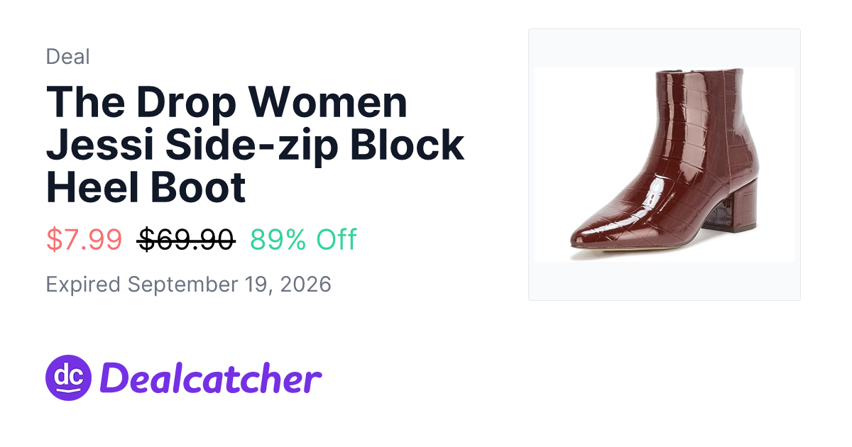 Woot - The Drop Women Jessi Side-zip Block Heel Boot $7.99