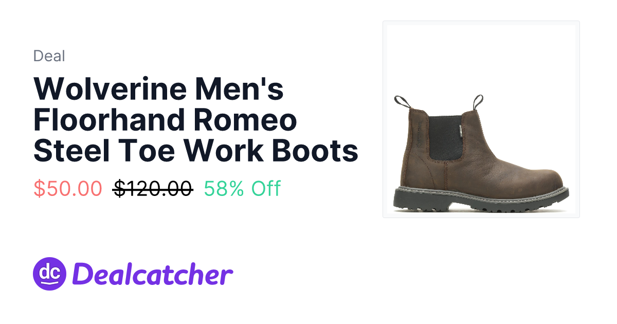 Wolverine - Wolverine Men's Floorhand Romeo Steel Toe Work Boots $50.00
