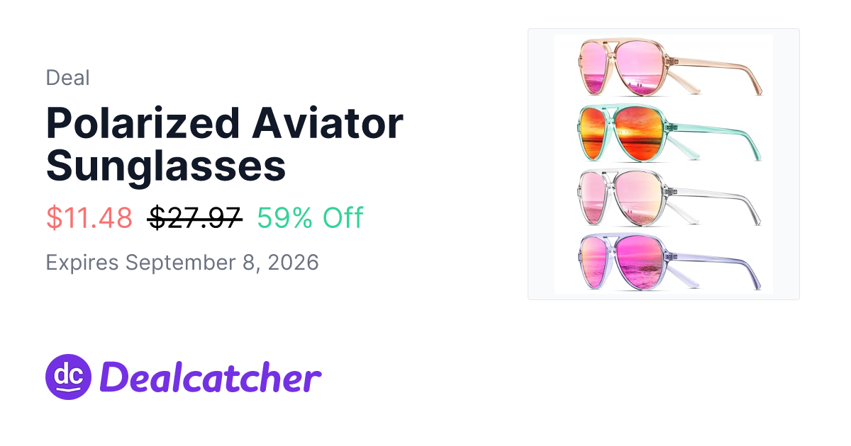 Amazon - Polarized Aviator Sunglasses $11.48