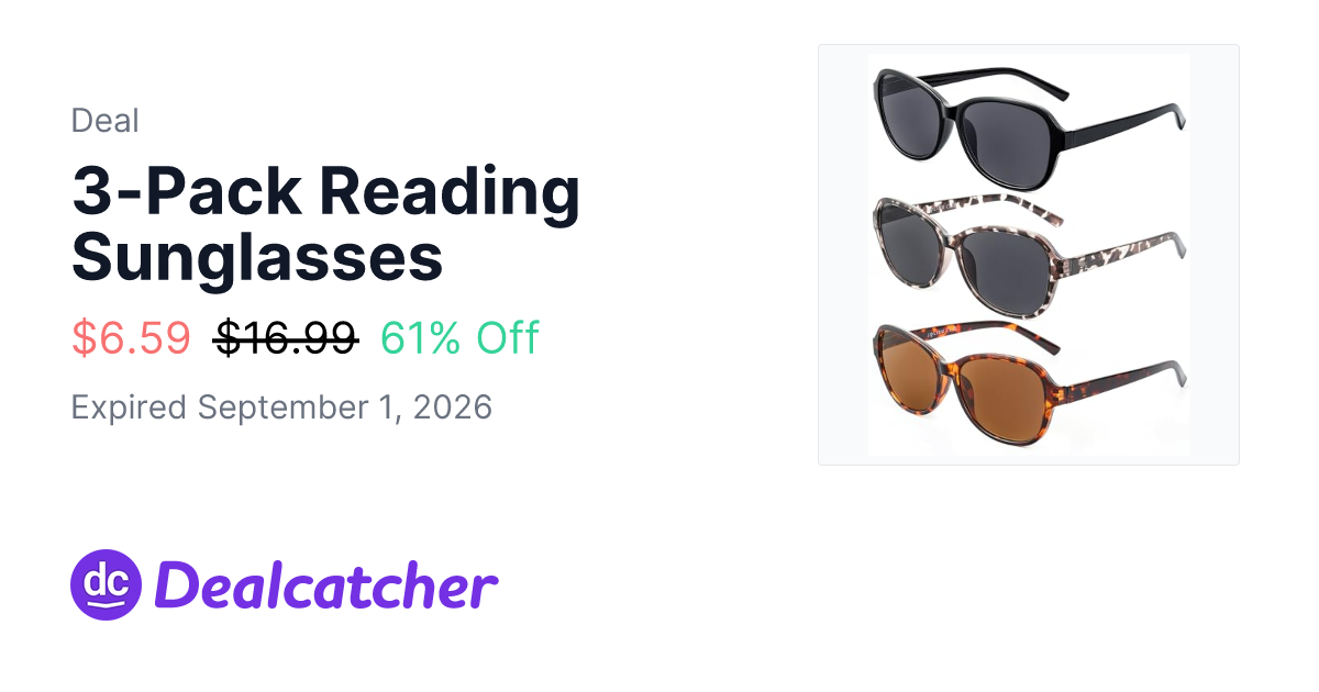 Amazon - 3-Pack Reading Sunglasses $6.59