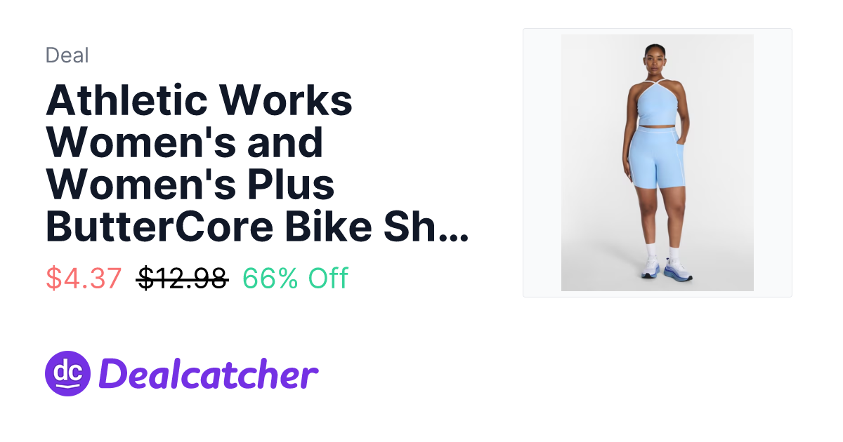 Walmart - Athletic Works Women's and Women's Plus ButterCore Bike Shorts XS-4X $4.37