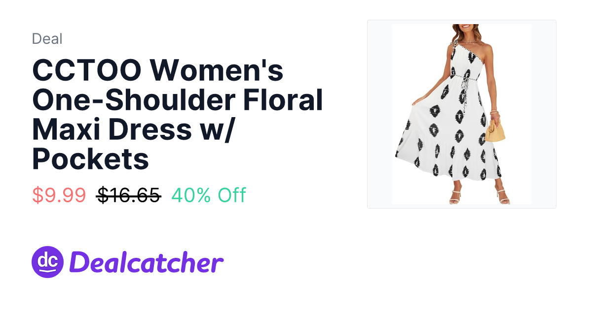 Amazon - CCTOO Women's One-Shoulder Floral Maxi Dress w/ Pockets $9.99