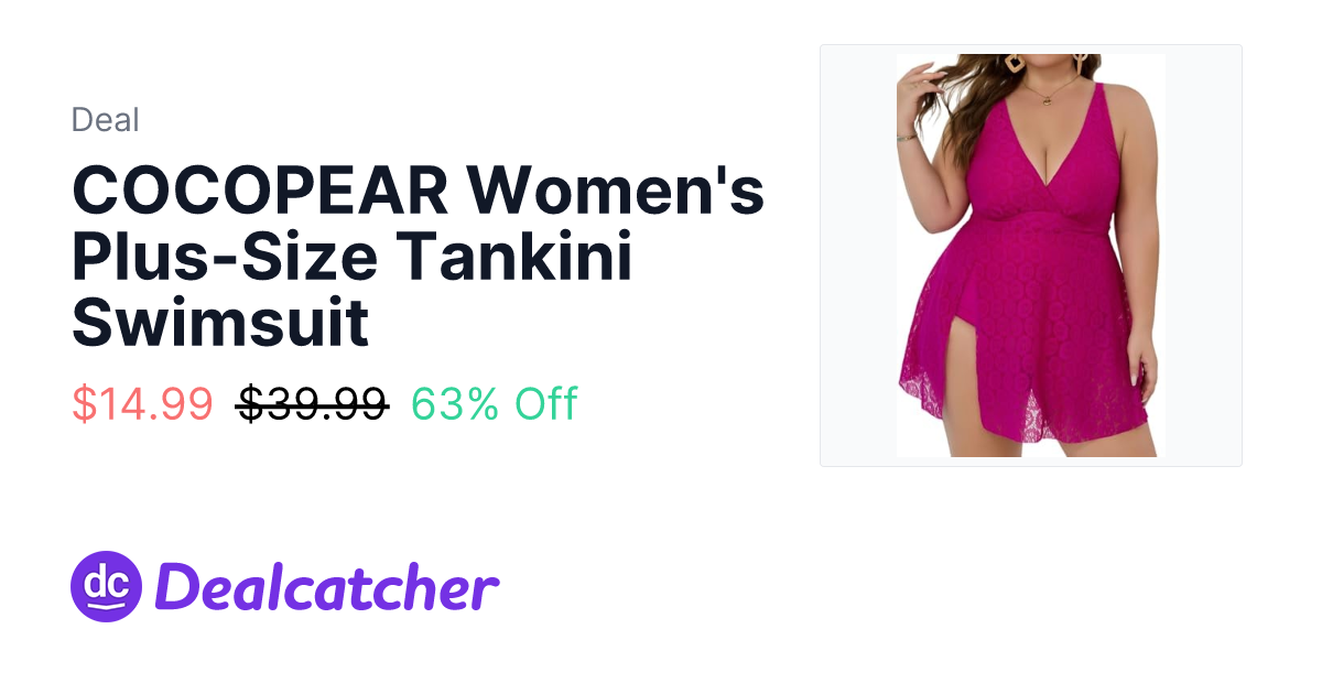 Amazon - COCOPEAR Women's Plus-Size Tankini Swimsuit $14.99